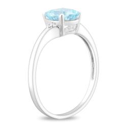 10K White Gold Blue Topaz and Diamond Accent Ring