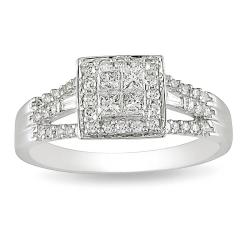 10k White Gold 1/2ct TDW Diamond Halo Engagement Ring (G-H-I, I2-I3)