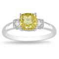 10k White Gold Citrine and Diamond Accent Ring
