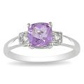 10k White Gold Amethyst and Diamond Accent Ring