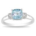 10k White Gold Sky Blue Topaz and Diamond Accent Ring