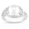 Sterling Silver Cubic Zirconia and Pearl Ring (8-8.5 mm)