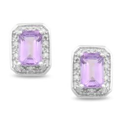 10k White Gold Amethyst and 1/10ct TDW Diamond Earrings (G-H, I2-I3)