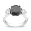Sterling Silver Black and Clear Cubic Zirconia Engagement-style Ring