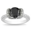 Sterling Silver Black and Clear Cubic Zirconia Engagement-style Ring