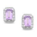 10k White Gold Amethyst and 1/10ct TDW Diamond Earrings (G-H, I2-I3)