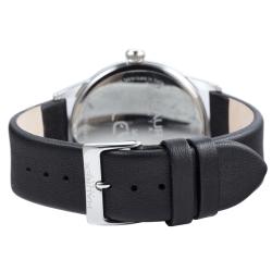 Haurex Italy Men's Leaf Black Dial Leather Strap Watch