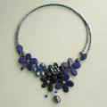 Lapis/ Black Onyx and Pearl Cluster Choker (4-10 mm) (Thailand)
