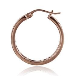 Icz Stonez Rose Gold over  Sterling Silver Cubic Zirconia Hoop Earrings
