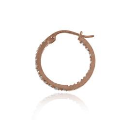 Icz Stonez Rose Gold over  Sterling Silver Cubic Zirconia Mini Hoop Earrings