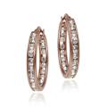 Icz Stonez Rose Gold over Sterling Silver Cubic Zirconia Hoop Earrings