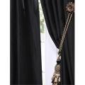Solid Faux Silk Taffeta Jet Black 120-inch Curtain Panel