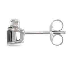 Sterling Silver Black Sapphire and Diamond Earrings