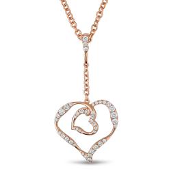 18k Pink Gold 5/8ct TDW Diamond Heart Necklace (G-H, VS1-VS2)