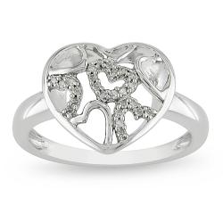 Sterling Silver 1/10ct TDW Diamond Heart Ring (G-H, I2-I3)