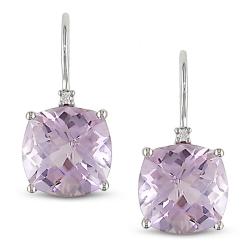 10k White Gold Rose de France and Diamond Earrings