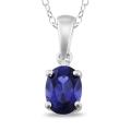Sterling Silver Created Sapphire and Diamond Necklace