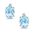 Sterling Silver Blue Topaz and Diamond Earrings