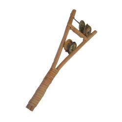 Wood African Sistrum Bottle Cap Fork Rattle (Ghana)