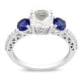 10k White Gold Created Sapphire and 1/6ct TDW Diamond Ring (G-H, I2-I3)