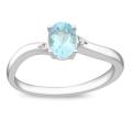 Sterling Silver Oval Sky Blue Topaz and Diamond Accent Ring