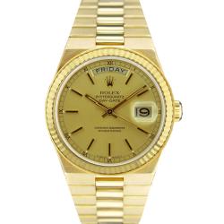 Pre-owned Rolex Men's President Oyster 18k Gold Champagne Dial Watch