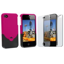 Snap-on Rubber Case/ 2-piece Screen Protector for Apple iPhone 4