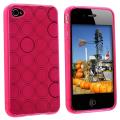 Clear Hot Pink Circle TPU Rubber Case for Apple iPhone 4