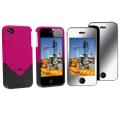 Snap-on Rubber Case/ Mirror Screen Protector for Apple iPhone 4