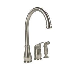 DeNovo Three-hole Stainless Steel Kitchen Faucet with Sprayer