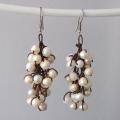 Silver and Cotton Rope Cool Cluster Pearl Earrings (3-5 mm) (Thailand)