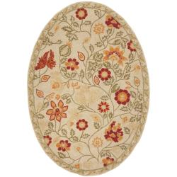 Hand-hooked Eden Ivory Wool Rug (7'6 x 9'6 Oval)