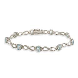 Glitzy Rocks Sterling Silver Diamond Accent Blue Topaz Infinity Bracelet