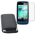 Black Leather Case/ Screen Protector for LG LS670 Optimus S