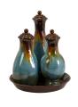 Regent Blue Haze Modern Volcano 4-piece Bottles and Tray Set (China)