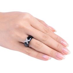 Sterling Silver Onyx and 1/10ct TDW Diamond Ring (H-I, I3)