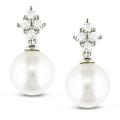 Sterling Silver Freshwater Pearl and Cubic Zirconia Earrings