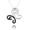 Sterling Silver Black Diamond Accent Butterfly Necklace