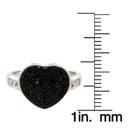 Sterling Silver Black Diamond Accent Heart Ring