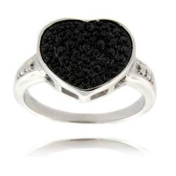 Sterling Silver Black Diamond Accent Heart Ring