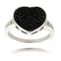 Sterling Silver Black Diamond Accent Heart Ring