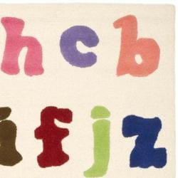 Handmade Children's Alphabet Ivory N. Z. Wool Rug (8' x 10')