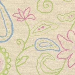 Handmade Children's Paisley Ivory New Zealand Wool Rug (4' x 6')