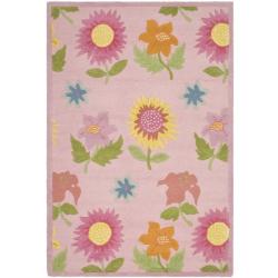 Handmade Children's Paisley Pink New Zealand Wool Rug (8' x 10')