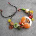 Cotton Rope Butterfly Citrine and Pearl Bracelet (6-8 mm) (Thailand)