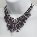 Amethyst and Pearl Chandelier Necklace (5-7 mm) (Thailand)