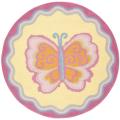 Handmade Children's Butterfly Yellow N. Z. Wool Rug (4' Round)