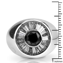 14k White Gold Men's 3 1/3ct TDW Black and White Diamond Band (F-G, VS1-VS2)