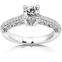 Palladium 1 1/8ct TDW Certifed Diamond Engagement Ring (G, VS2)