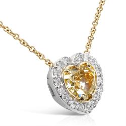 14k Gold 1 1/5ct TDW Certified Yellow Diamond Necklace (H-I, SI1-SI2)